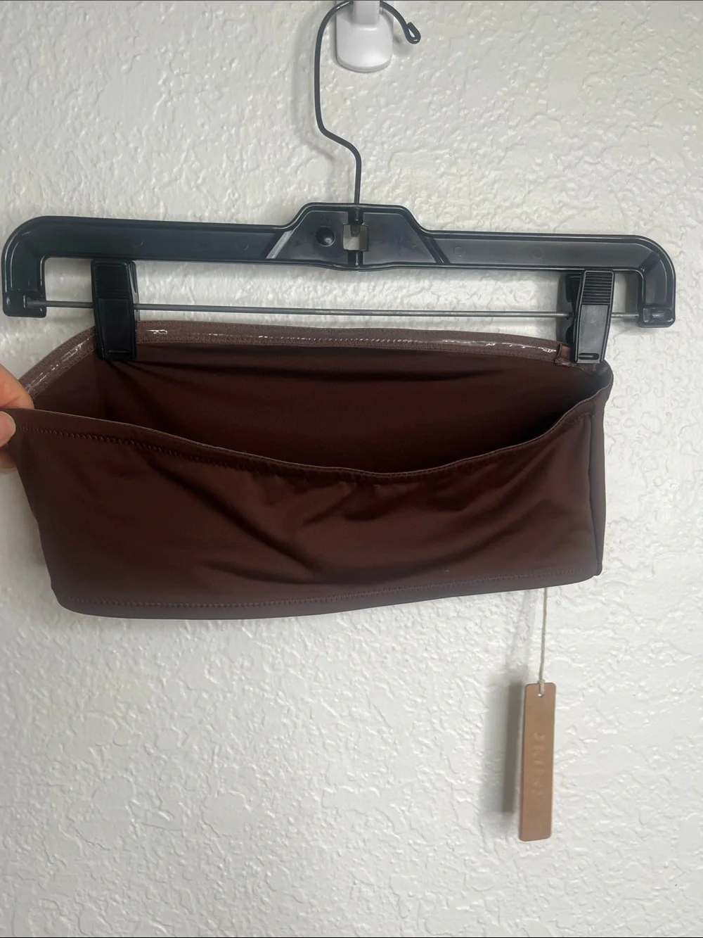 NWT SKIMS Recycled Swim Bandeau Bikini Top Cocoa Brown Sz S
